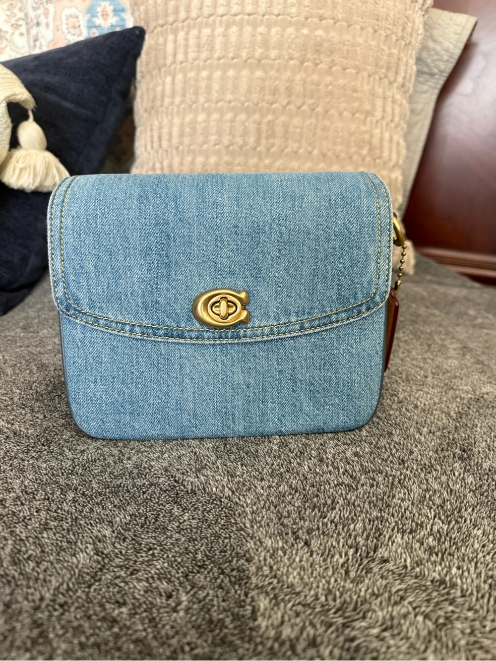 Coach Denim Crossbody Bag with Gold Turn-Lock